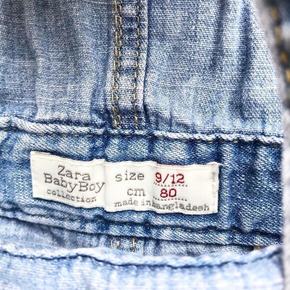 Zara medium wash denim Shortalls EUC 9-12 months - Picture 3 of 5